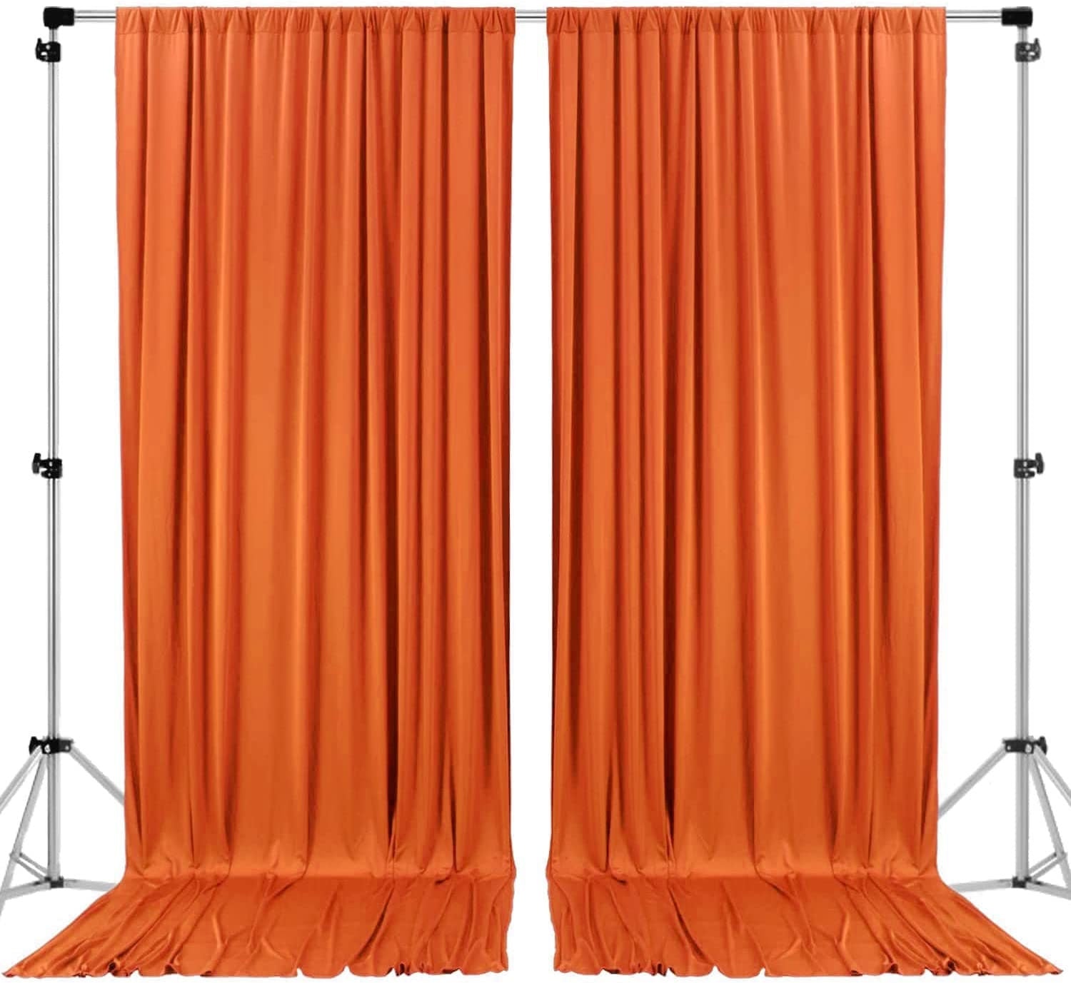 Polyester Backdrop Drapes Curtains 2 Panels with Rod Pockets - Wedding Ceremony Party Home Window Decorations - Orange