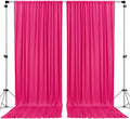 Polyester Backdrop Drapes Curtains 2 Panels with Rod Pockets - Wedding Ceremony Party Home Window Decorations - Fuchsia