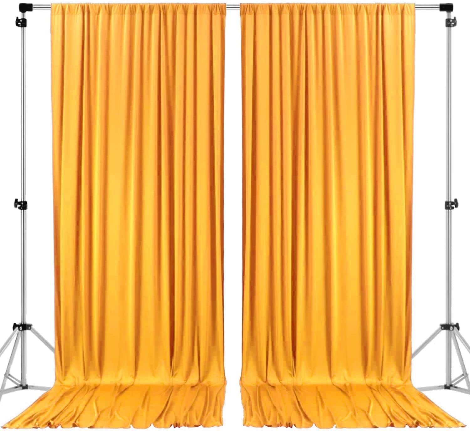 Polyester Backdrop Drapes Curtains 2 Panels with Rod Pockets - Wedding Ceremony Party Home Window Decorations - Dk Yellow