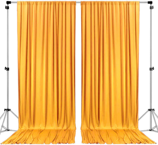 Polyester Backdrop Drapes Curtains 2 Panels with Rod Pockets - Wedding Ceremony Party Home Window Decorations - Dk Yellow