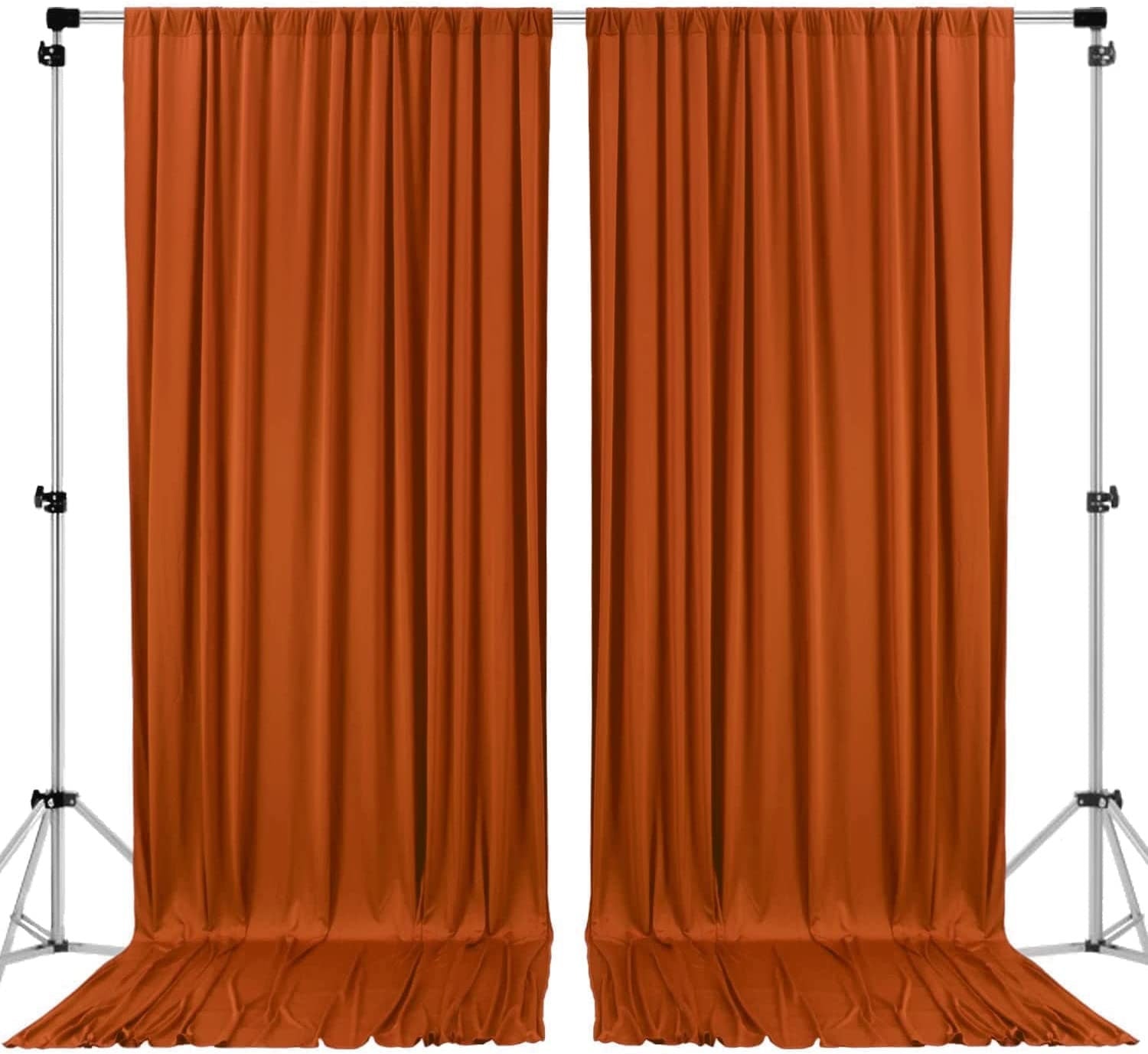 Polyester Backdrop Drapes Curtains 2 Panels with Rod Pockets - Wedding Ceremony Party Home Window Decorations - Rust