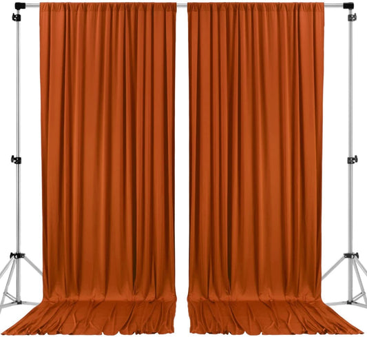 Polyester Backdrop Drapes Curtains 2 Panels with Rod Pockets - Wedding Ceremony Party Home Window Decorations - Rust