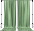 Polyester Backdrop Drapes Curtains 2 Panels with Rod Pockets - Wedding Ceremony Party Home Window Decorations - Sage