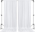 Polyester Backdrop Drapes Curtains 2 Panels with Rod Pockets - Wedding Ceremony Party Home Window Decorations - White