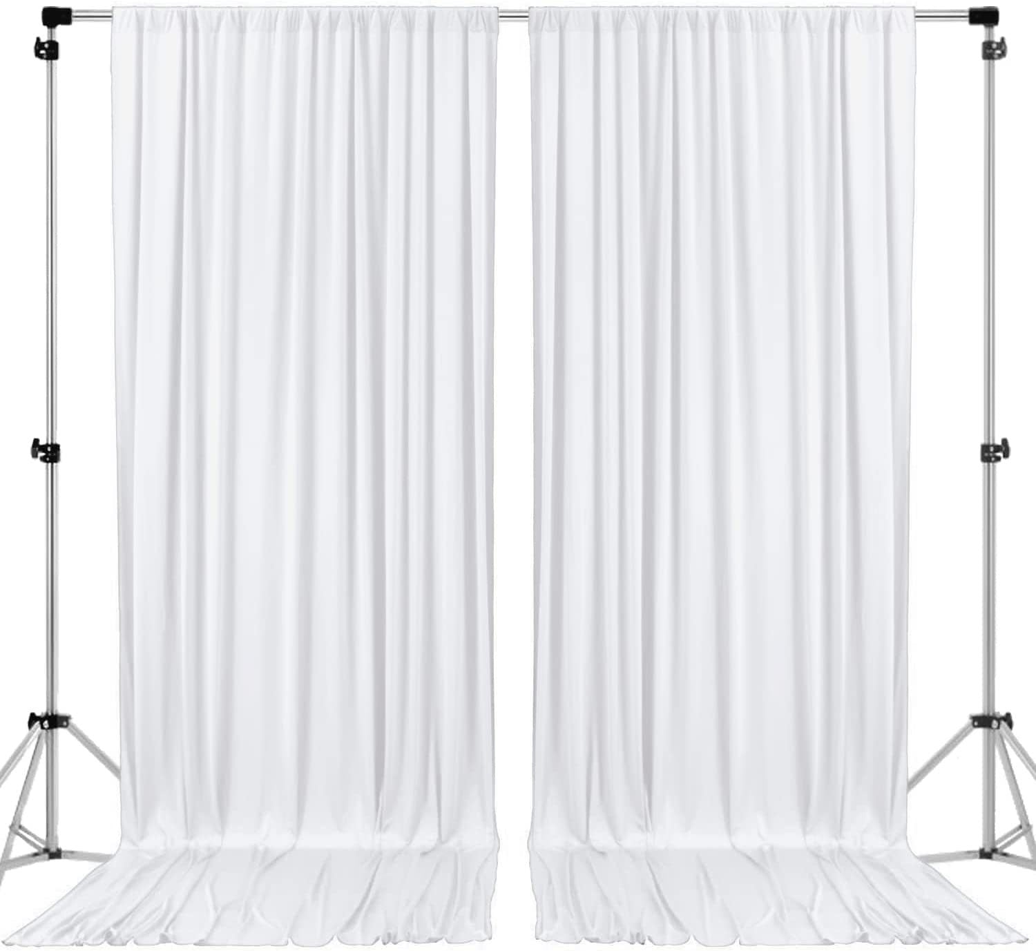 Polyester Backdrop Drapes Curtains 2 Panels with Rod Pockets - Wedding Ceremony Party Home Window Decorations - White