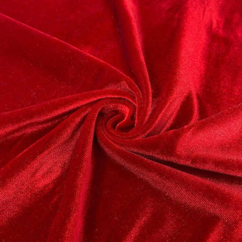 SPANDEX VELVET - Stretch Velvet Fabric for Sewing Apparel Costumes Craft, Sold By The Yard. Red