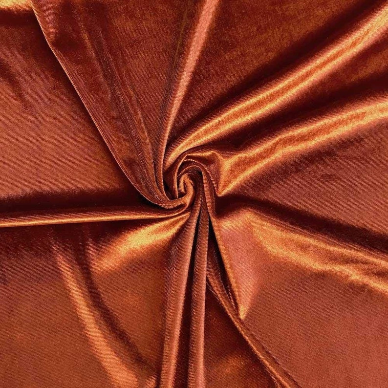 SPANDEX VELVET - Stretch Velvet Fabric for Sewing Apparel Costumes Craft, Sold By The Yard. Rust