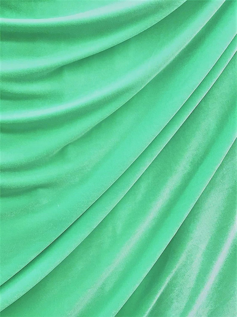 SPANDEX VELVET - Stretch Velvet Fabric for Sewing Apparel Costumes Craft, Sold By The Yard. Mint