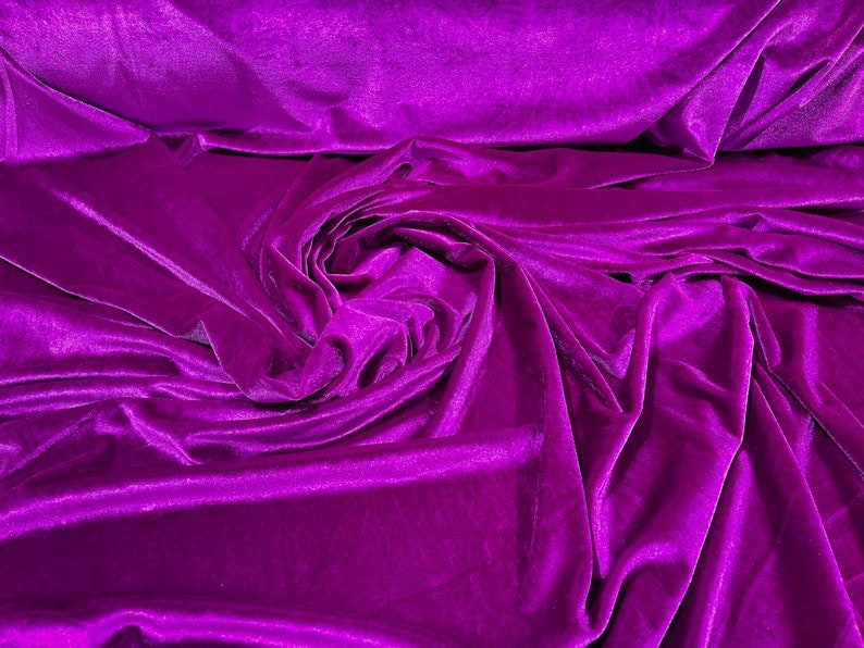 SPANDEX VELVET - Stretch Velvet Fabric for Sewing Apparel Costumes Craft, Sold By The Yard. Magenta