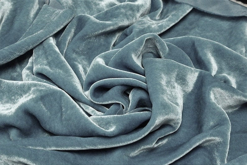 SPANDEX VELVET - Stretch Velvet Fabric for Sewing Apparel Costumes Craft, Sold By The Yard. Steel Blue
