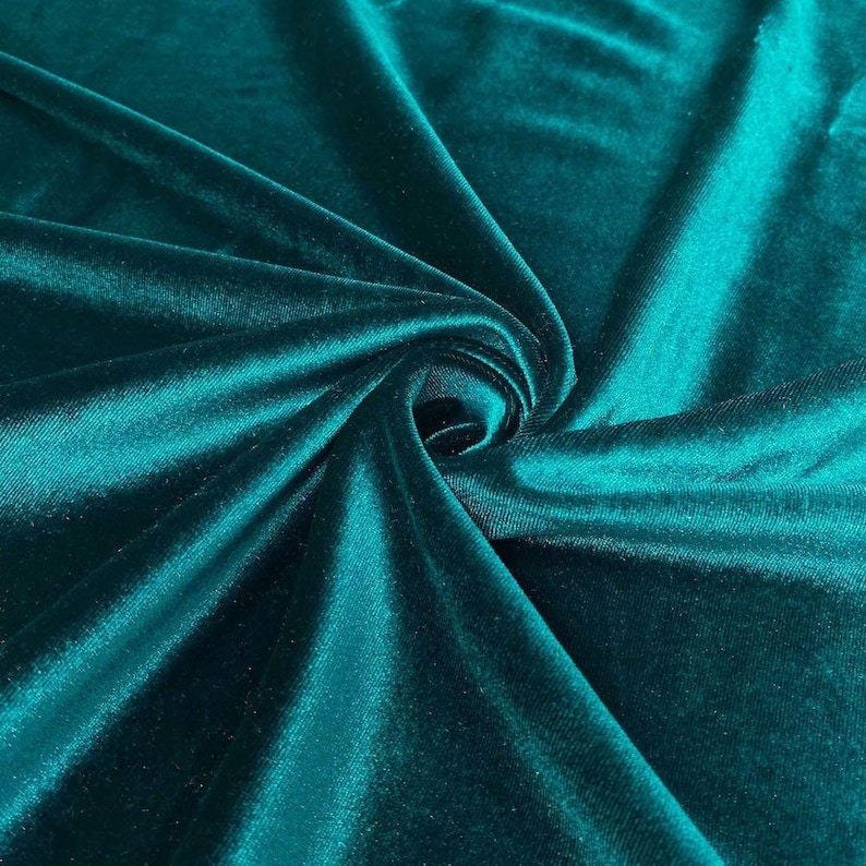 SPANDEX VELVET - Stretch Velvet Fabric for Sewing Apparel Costumes Craft, Sold By The Yard.  Teal Green