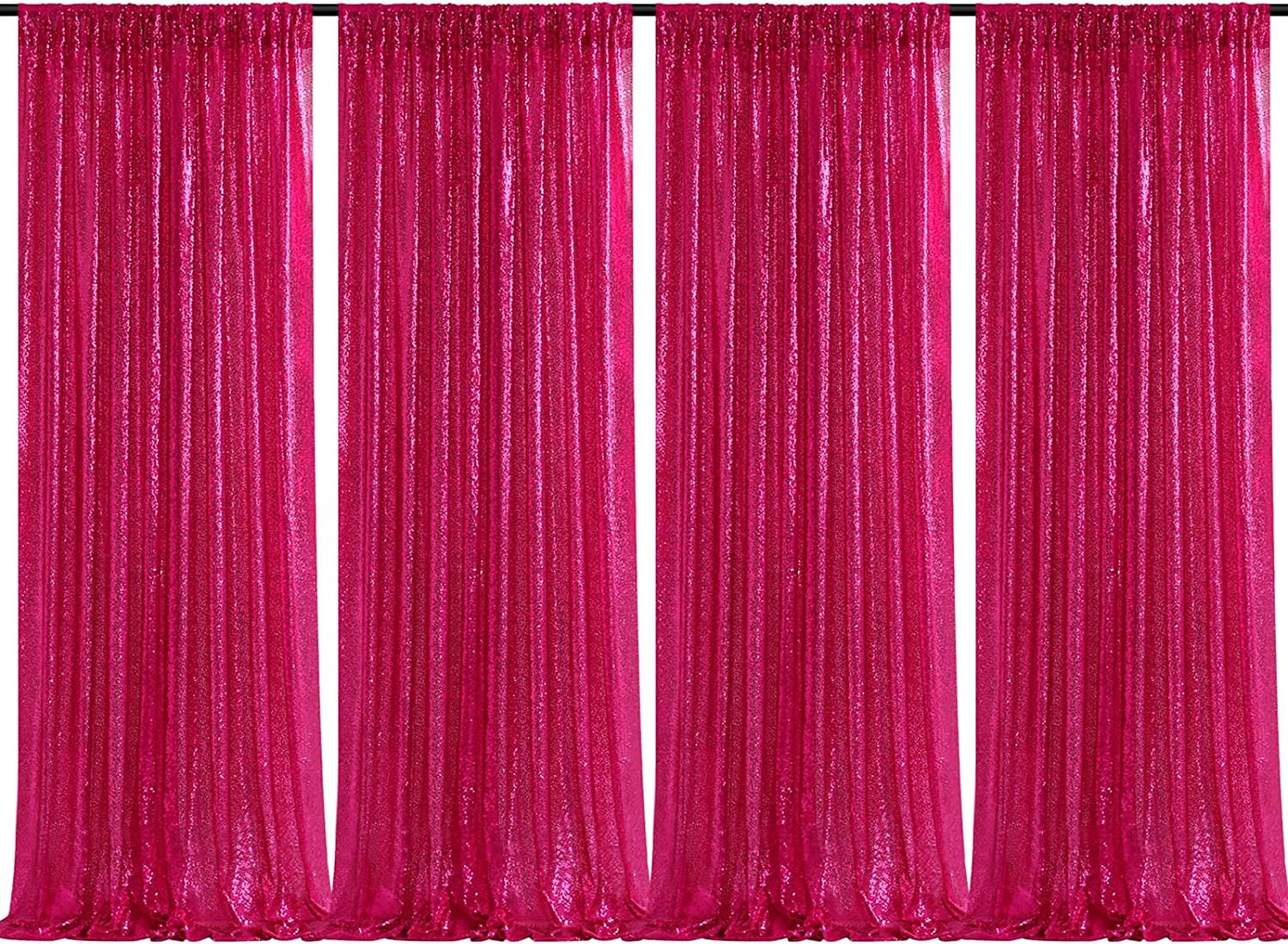 Sequin Backdrop 4 Panels 4FTx9FT Christmas Party Backdrop Curtains Glitter Photo Background for Wedding Baby Shower Stage Decorations