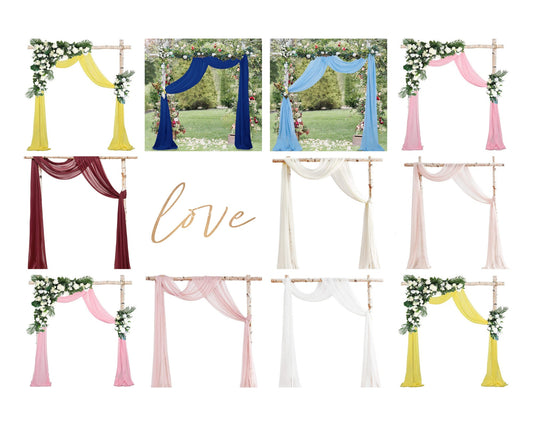 Chiffon Wedding Arch Draping Fabric 2 Panels 6 Yards Wedding Arches for Ceremony Outdoor 58''x18ft Long Chiffon Drapery Tulle for Wed