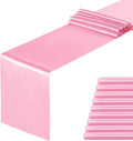 Satin Table Runners 14" x 90" inch for Wedding Banquet Decoration, Bright Silk and Smooth Fabric Party Table Runner -- Pink