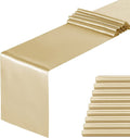 Satin Table Runners 14" x 90" inch for Wedding Banquet Decoration, Bright Silk and Smooth Fabric Party Table Runner -- Champagne
