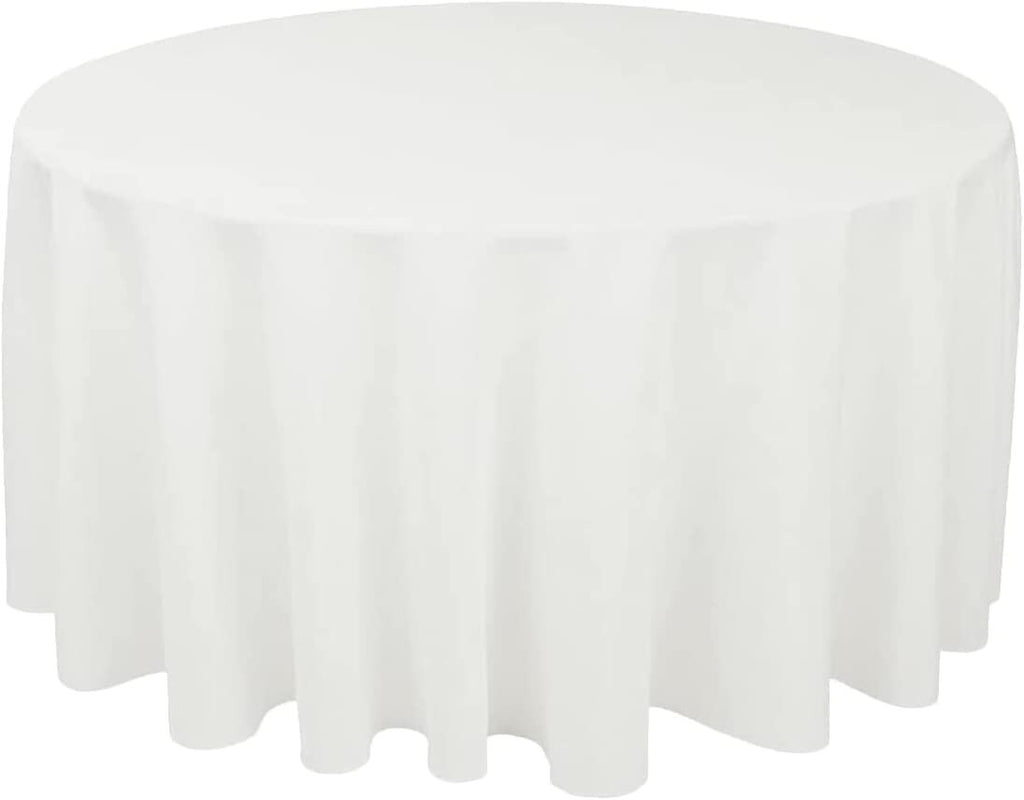 120" Inch Seamless Round Polyester Cloth Fabric Linen Tablecloth - Wedding Reception Restaurant Banquet Party - Machine Washable