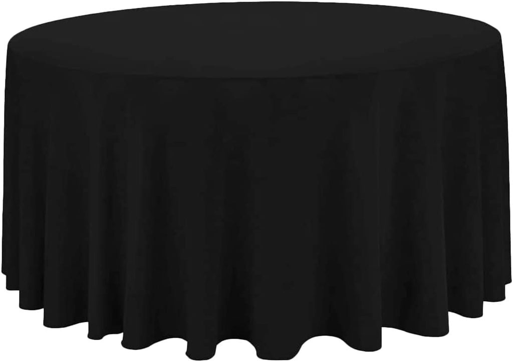 120" Inch Seamless Round Polyester Cloth Fabric Linen Tablecloth - Wedding Reception Restaurant Banquet Party - Machine Washable