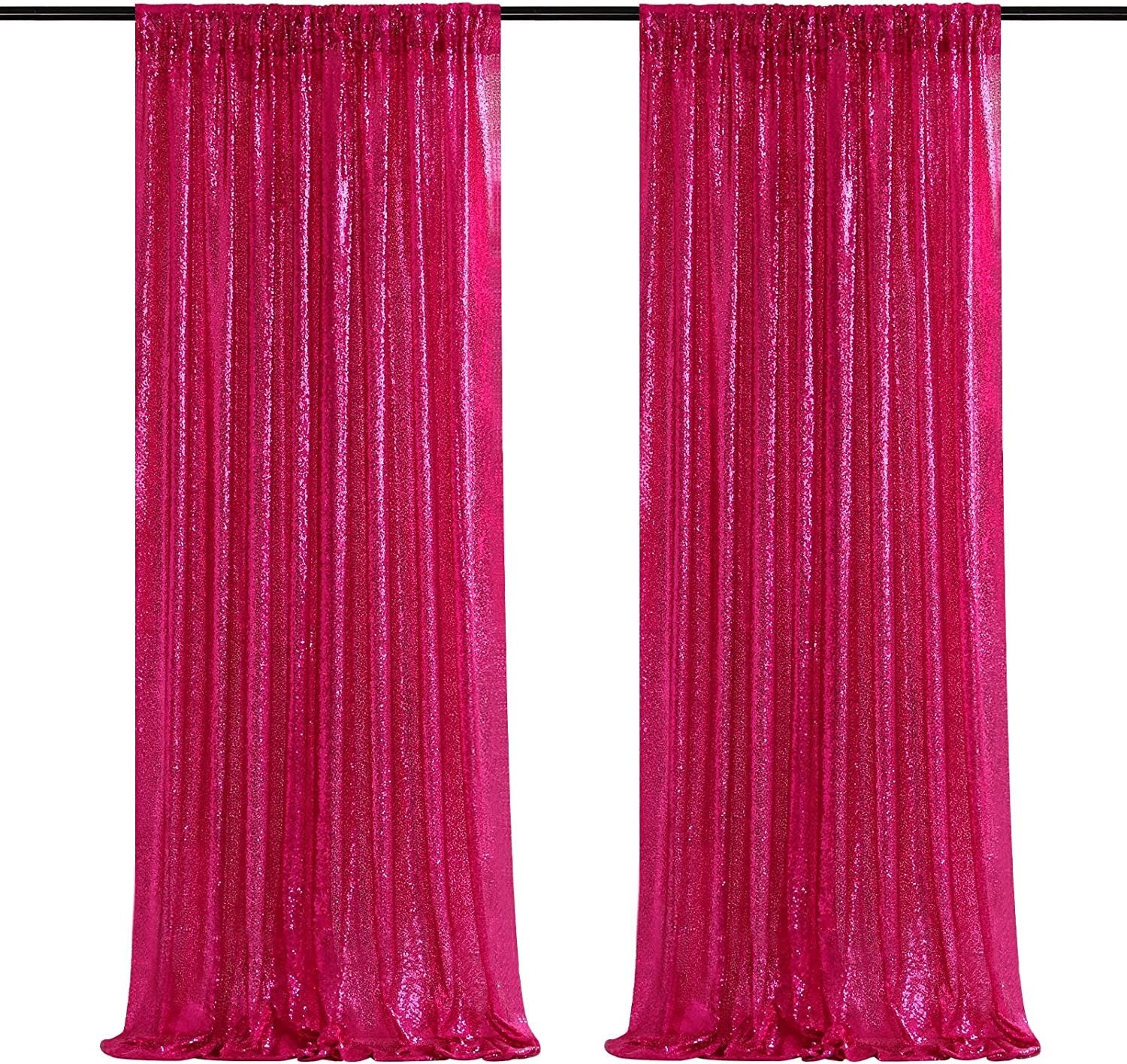 Sequin Backdrop 2 Panels 4FTx9FT Christmas Party Backdrop Curtains Glitter Photo Background for Wedding Baby Shower Stage Decorations