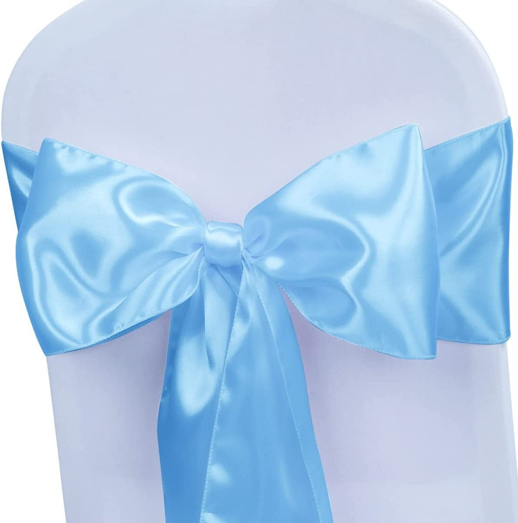 10 Pc Satin Chair Sash Chair Decorative Bow Designed Chair Cover Chair Sashes for Thanksgiving Wedding Christmas Banquet Party 7" x 108 inch