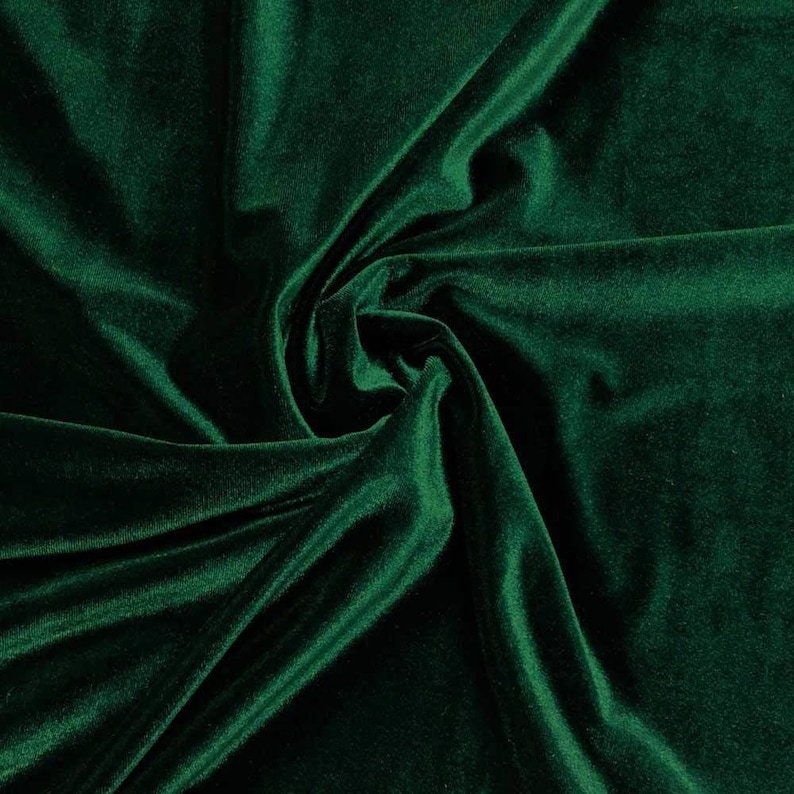 SPANDEX VELVET - Stretch Velvet Fabric for Sewing Apparel Costumes Craft, Sold By The Yard. Hunter Green