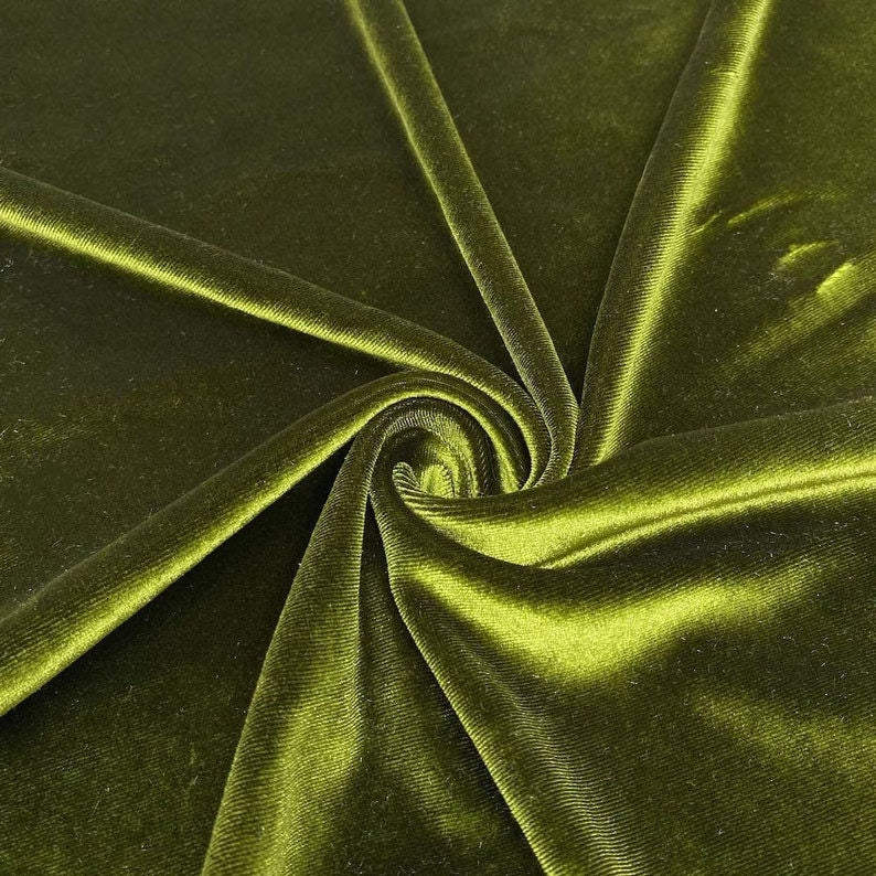 SPANDEX VELVET - Stretch Velvet Fabric for Sewing Apparel Costumes Craft, Sold By The Yard. Medium Olive