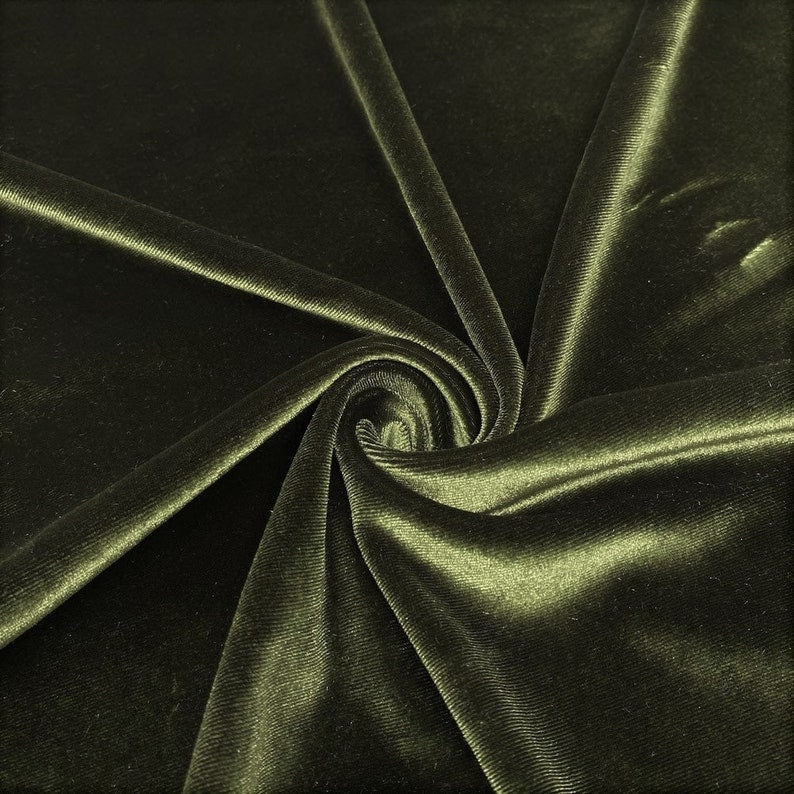 SPANDEX VELVET - Stretch Velvet Fabric for Sewing Apparel Costumes Craft, Sold By The Yard. Dk Olive