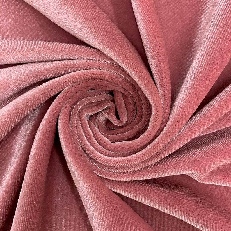 SPANDEX VELVET - Stretch Velvet Fabric for Sewing Apparel Costumes Craft, Sold By The Yard. Dusty Rose