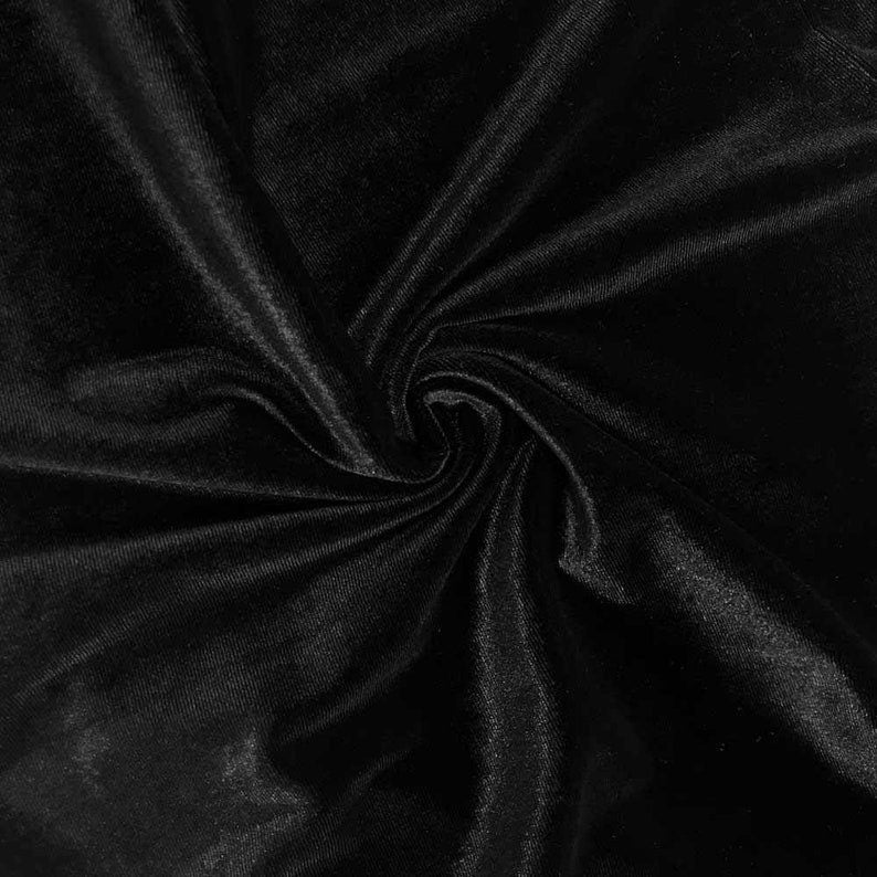 SPANDEX VELVET - Stretch Velvet Fabric for Sewing Apparel Costumes Craft, Sold By The Yard. Black