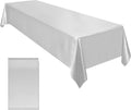 60" Satin Party Tablecloth Table Cover Wedding Rectangle Bright Tablecloth Table Cover Smooth Fabric Tablecloth Decor for Wedding Silver