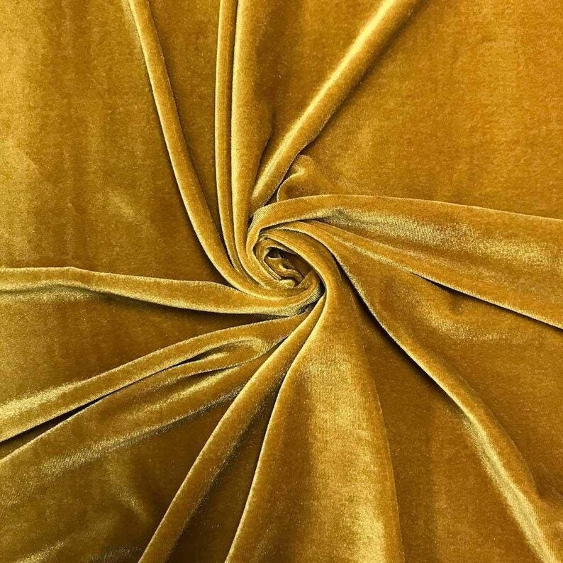 SPANDEX VELVET - Stretch Velvet Fabric for Sewing Apparel Costumes Craft, Sold By The Yard. Gold