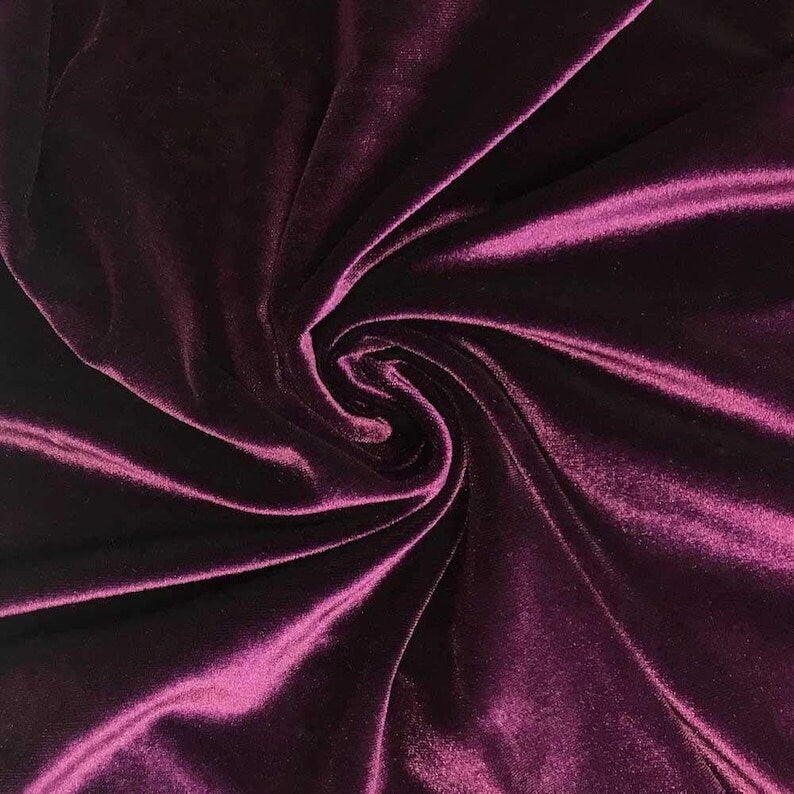 SPANDEX VELVET - Stretch Velvet Fabric for Sewing Apparel Costumes Craft, Sold By The Yard. Eggplant