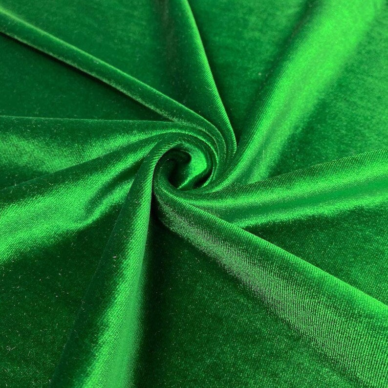 SPANDEX VELVET - Stretch Velvet Fabric for Sewing Apparel Costumes Craft, Sold By The Yard. Kelly Green