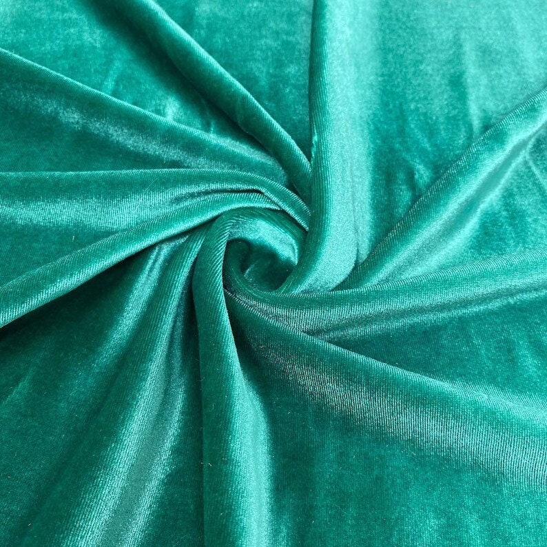 SPANDEX VELVET - Stretch Velvet Fabric for Sewing Apparel Costumes Craft, Sold By The Yard. Jade