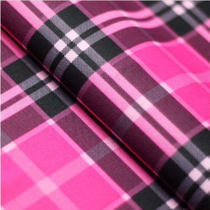 4-Way Stretch Printed Spandex Fabric - Fuchsia - Plaid