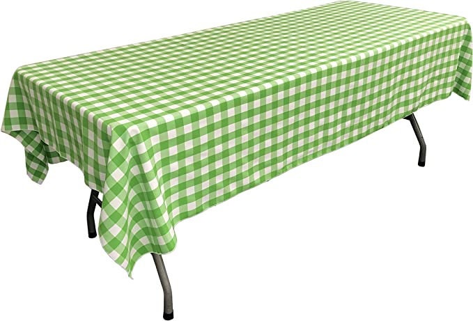 Gingham Checkered Rectangular Tablecloth (White & Lime