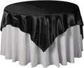 Overlay Bridal Sating Washable Square Tablecloth, Stain and Wrinkle Resistant Table Cover Dinning, Kitchen, Party, Holiday Black