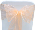 50 Pack - Sheer Organza Chair Sashes for Wedding Decorations Crystal Chairs Bows for Party Banquet Decorative Chiffon Chair Knots Peach