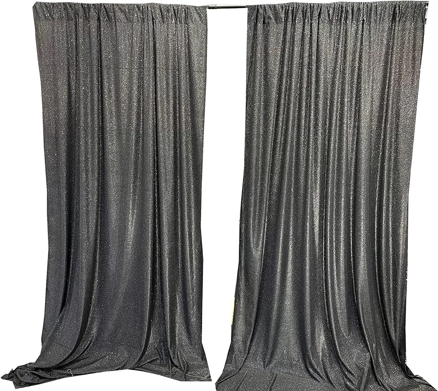 Full Covered Glitter Shimmer on Fabric Backdrop Drape - Curtain - Wedding Party Decoration (2 Panels