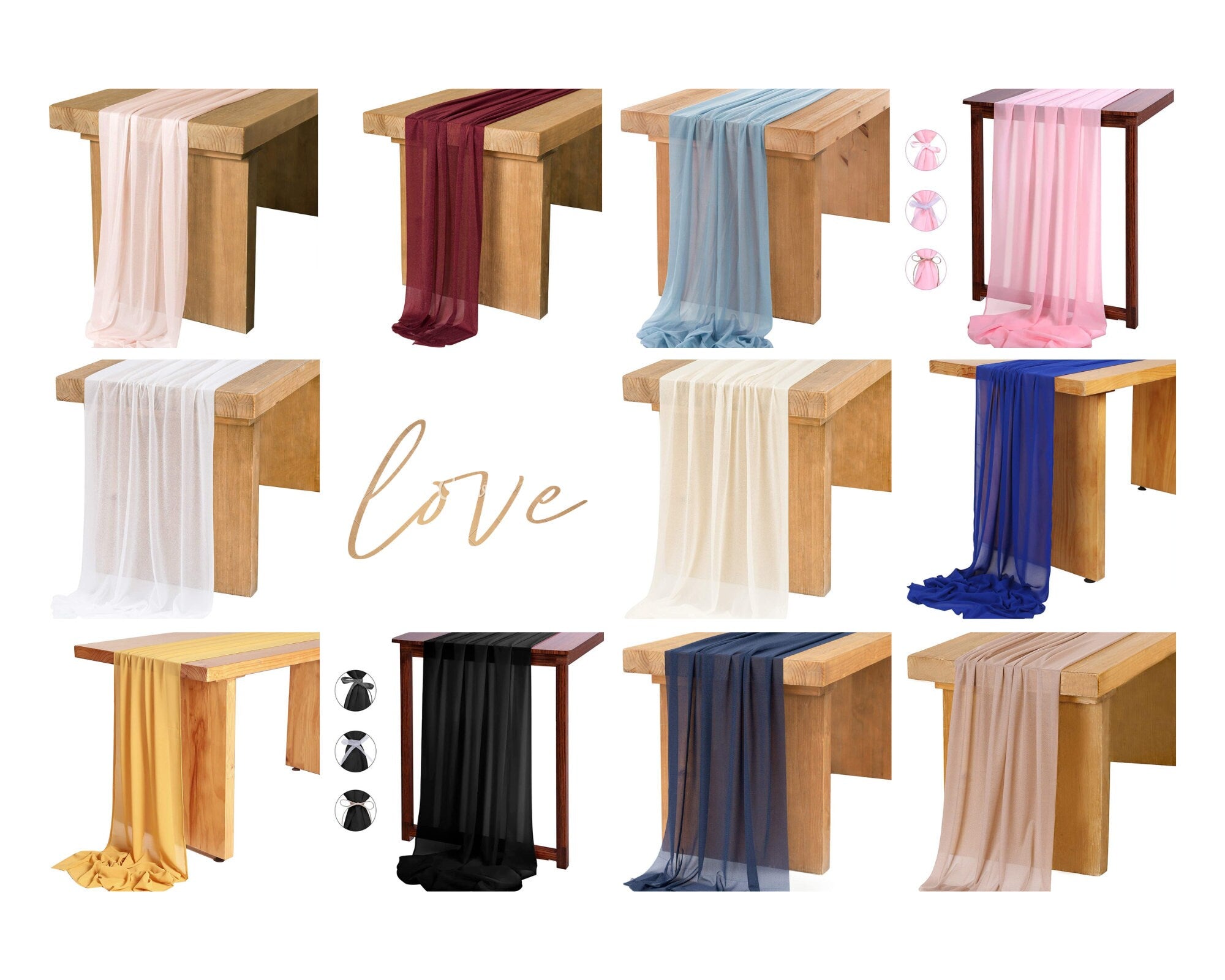 Chiffon Table Runner 2 Pack Elegant Sheer Table Runner 29"X10ft Long Rustic Table Runners for Wedding Bridal Shower Table
