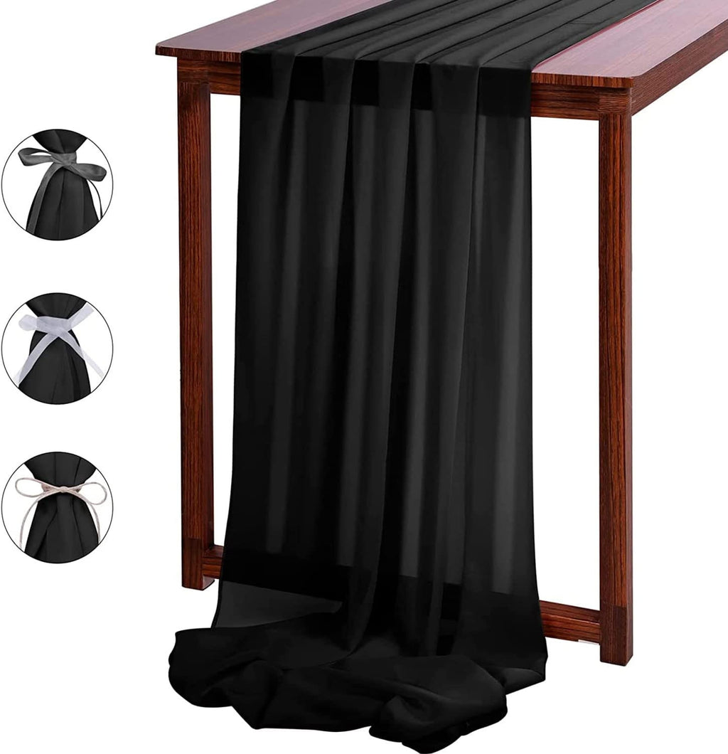 Chiffon Table Runner 2 Pack Elegant Sheer Table Runner 29"X10ft Long Rustic Table Runners for Wedding Bridal Shower Table