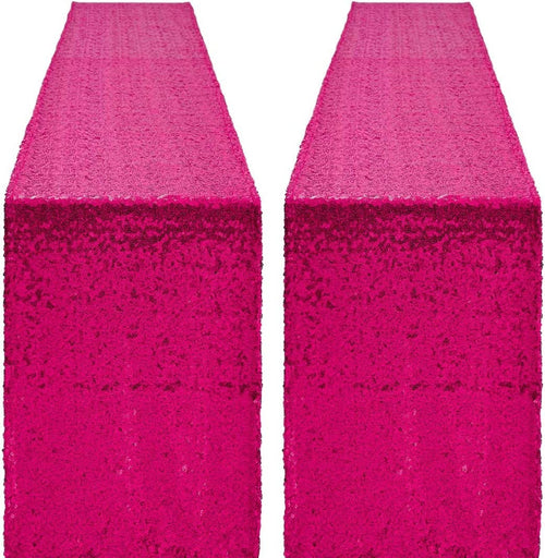 4 Pack -- Fuchsia Table Runners - Sequin Table Runner Glitter Table Runner for Birthday Party, Supplies Decorations ( 4 Pack )