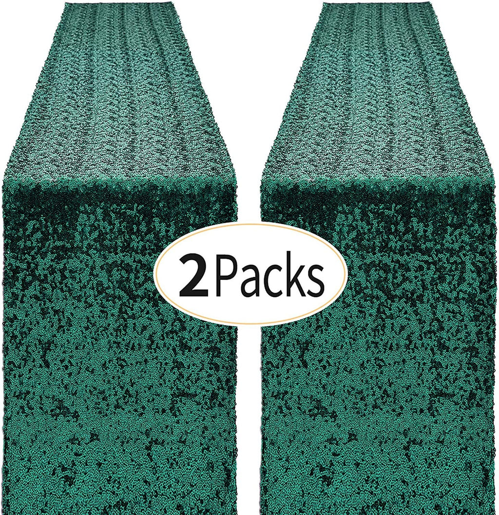 4 Pack -- Hunter Green Table Runners - Sequin Table Runner Glitter Table Runner for Birthday Party, Supplies Decorations ( 4 Pack )