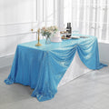 90" Sequin Tablecloth Rectangular Glitter Table Cloths for Birthday Wedding Bridal Baby Shower Party Decorations Blue
