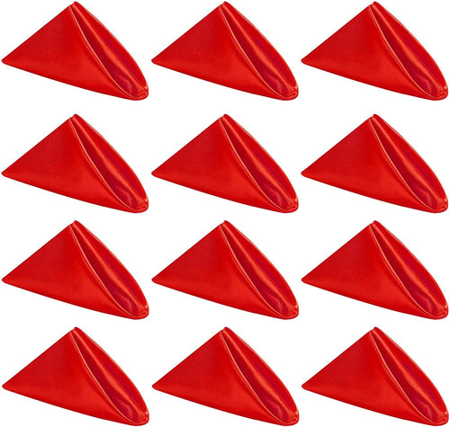50 Pack Cloth Napkins 18" X 18" Square Satin Cloth Napkins, Soft Table Napkins Bright Silk Dinner Napkin Cloth ( Red )