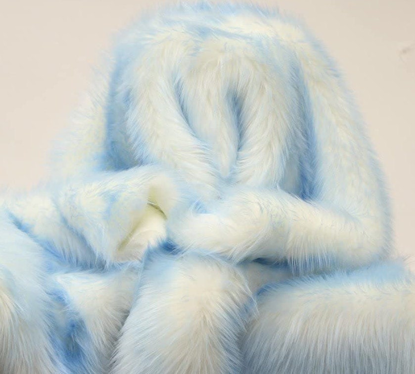 LIGHT BLUE -2 Tone Thick Fake Faux Fur Shaggy Long Pile - 64" Width For Coats Costumes Scarfs Rugs Crafts Decor - Quilting, Pillows,Throws