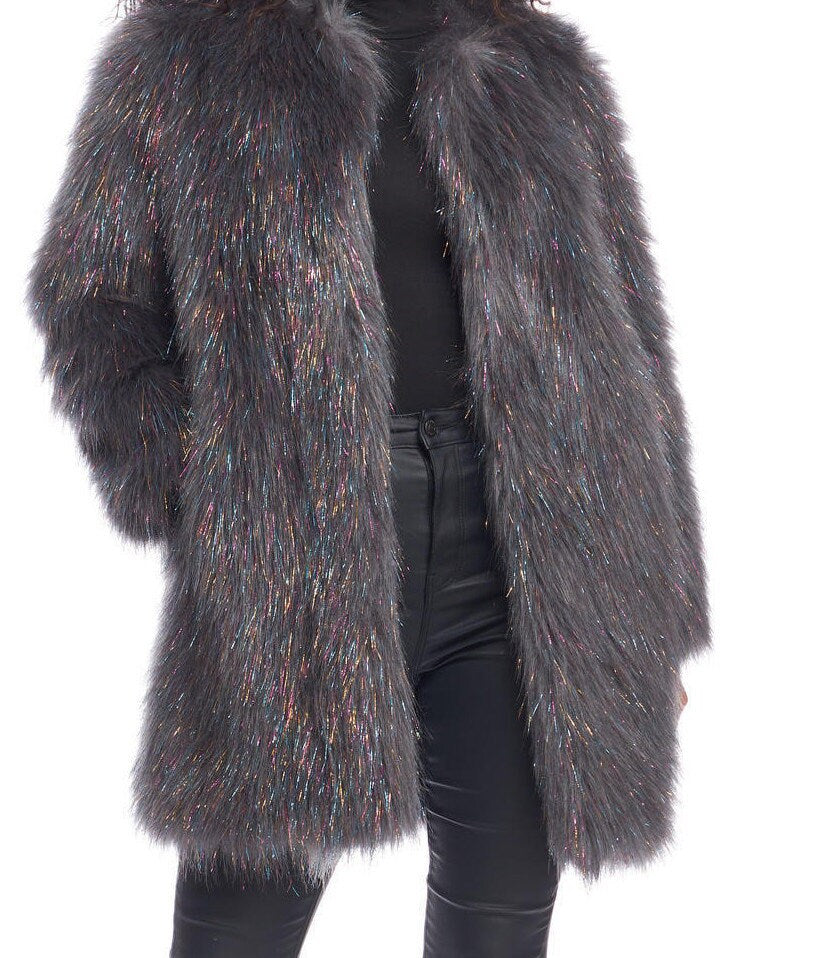 TINSEL - Faux Fur Fabric Long Pile Sparkling Tinsel - WHITE - Sold By Yard- For Blankets Fashion Clothing Coats - Scarfs Rugs Crafts Decor