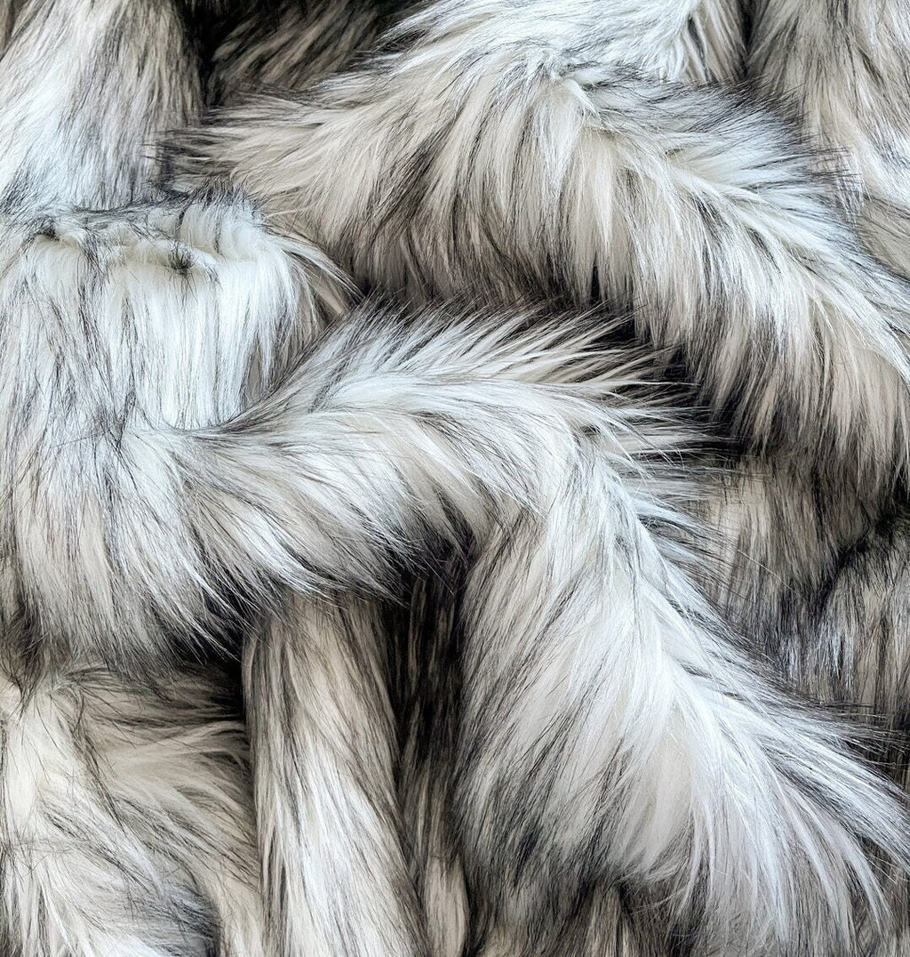 GRAY - Faux Fake Fur Animal Short Pile Fabric - WOLF - By The Yard -For Blankets Fashion Clothing Coats - Scarfs Rugs Crafts Decor -