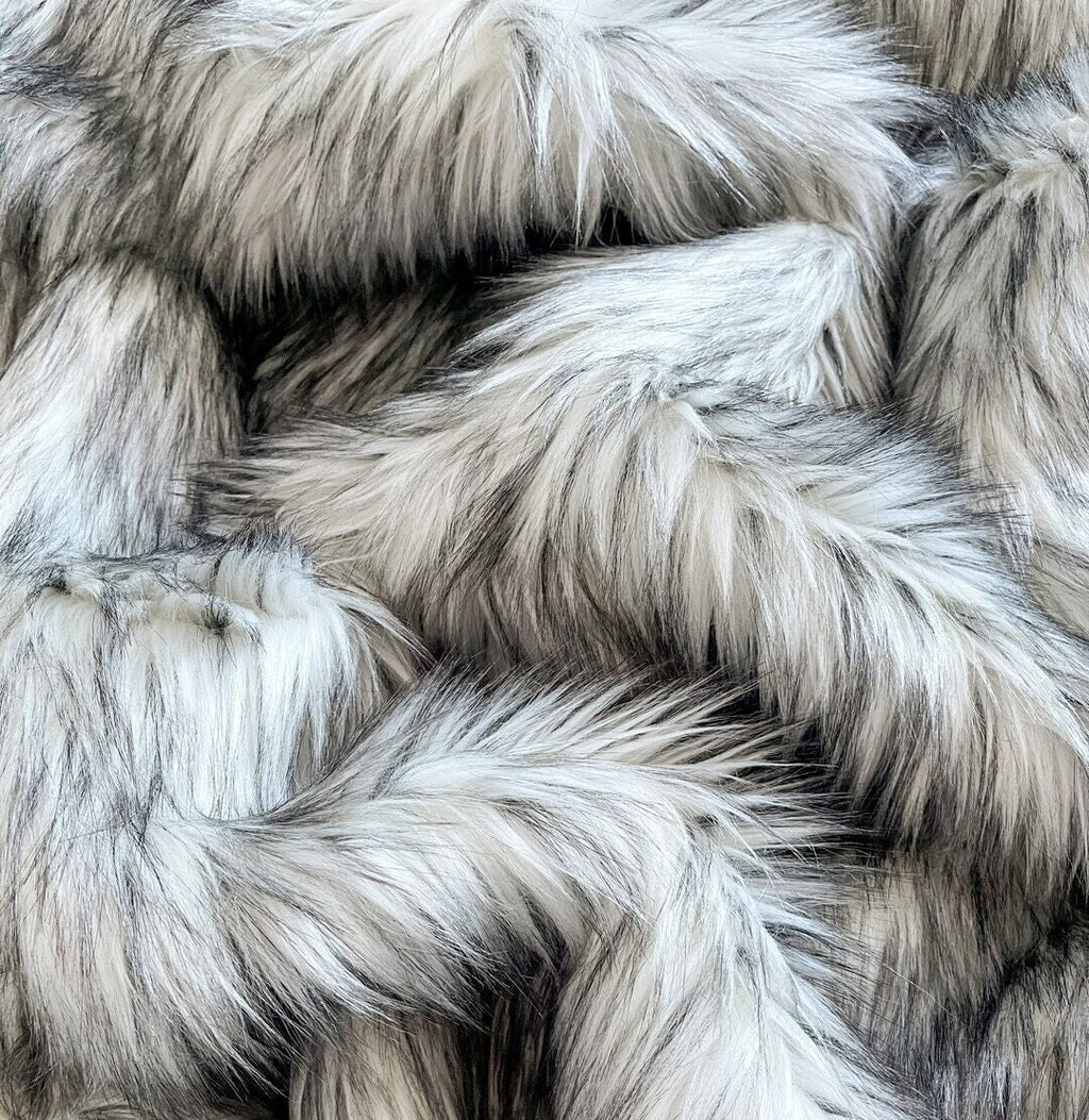 GRAY - Faux Fake Fur Animal Short Pile Fabric - WOLF - By The Yard -For Blankets Fashion Clothing Coats - Scarfs Rugs Crafts Decor -