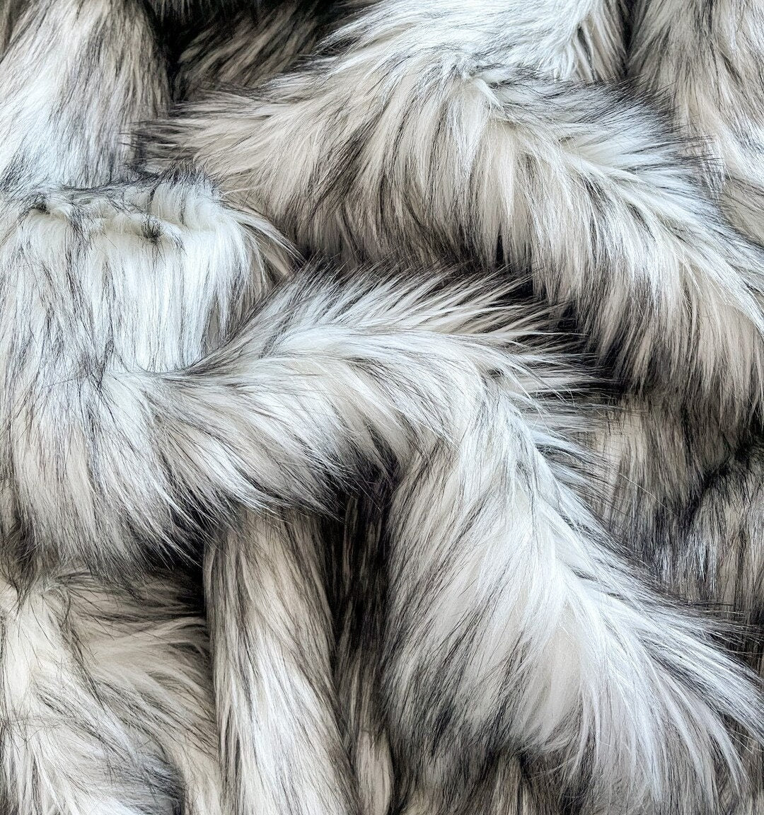 GRAY - Faux Fake Fur Animal Short Pile Fabric - WOLF - By The Yard -For Blankets Fashion Clothing Coats - Scarfs Rugs Crafts Decor -