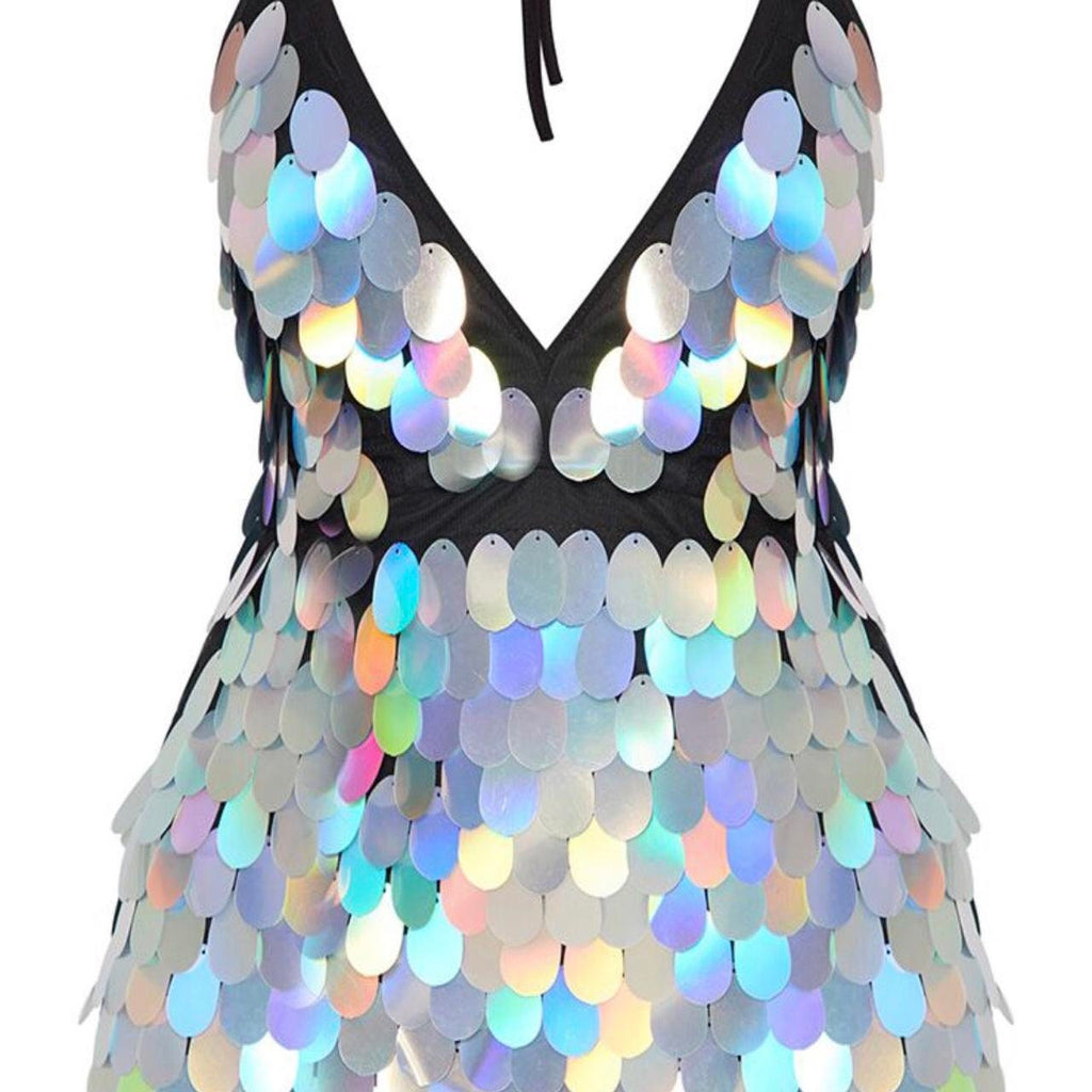 JUMBO TEARDROP -  Jumbo Stretch Mesh 2 Way - ORANGE - Sold By Yard - Tear Drop Mermaid Jumbo Sequins Fabric On White Mesh Fabric Iridescent